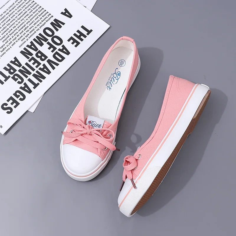 Canvas Small White Shallow Cut Summer Flat Sport Casual Ladies Soft Sneakers Platform Zapatillas De Mujer Tenis Women Luxury