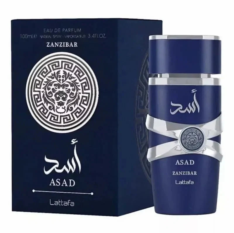 Asad Zanzibar by Lattafa for Men Eau de Parfum Spray 3.4 Oz 100 Ml Fresh, Spicy, Vanilla, Coconut,  New in Box