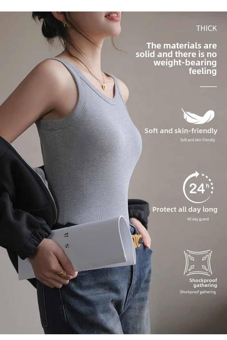 2025 Summer Women Strappy Tank Top Built-in Bra Seamless Wirefree Push Up Y2K Fashion Tube Top Innerwear Outerwear Hot Selling