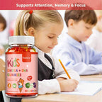 Children's Intelligence Supplement Gummies, Containing Vitamin D, OMEGA + Calcium, Support Attention, Memory, Brain Health