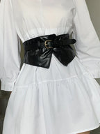 Belt for Women's Fashion with Dress and Coat Design Elastic Waistband Black Versatile Wide Belt Designer Belt