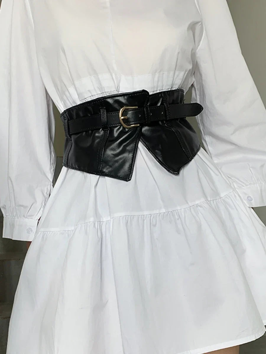 Belt for Women's Fashion with Dress and Coat Design Elastic Waistband Black Versatile Wide Belt Designer Belt