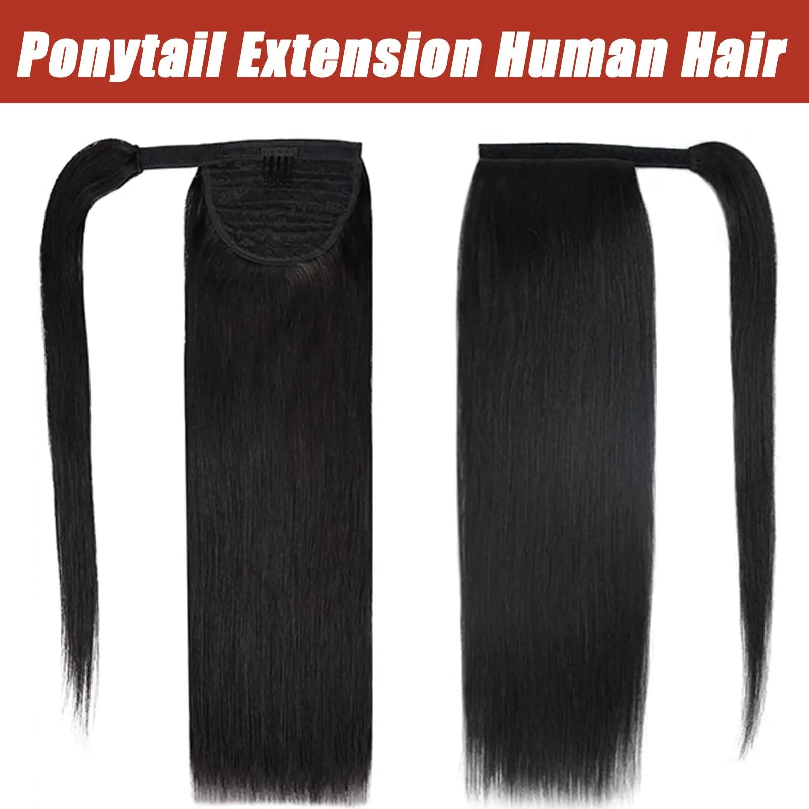 100G Ponytail Human Hair Extensions Straight Wrap Around Horsetail 100% Remy Human Hair 10"-32" Ponytail Extension for Women