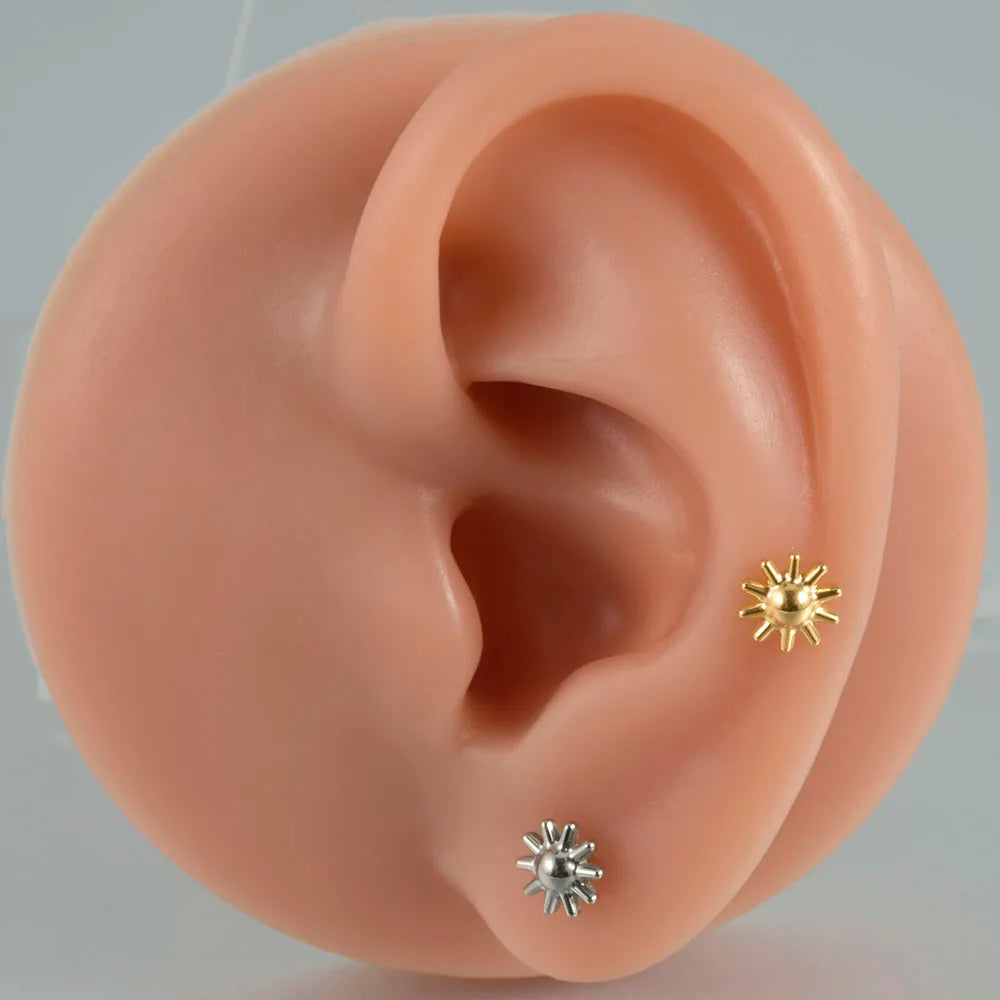 ASTM F136 Solid Titanium Internally Threaded Cross Cz Cartilage Earrings Stud Helix Tragus Lobe Piercing Labret Lip Ring Jewelry