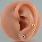 ASTM F136 Solid Titanium Internally Threaded Cross Cz Cartilage Earrings Stud Helix Tragus Lobe Piercing Labret Lip Ring Jewelry