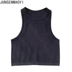 DIY Print Customize Sleeveless Vest Women's Summer High Waist Short Crop Top Fitness Running Yoga Clothes Slim Fast Dry Clothes