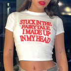 2023 New Y2K Women Letter Print Tops Women Tshirt American Retro Fashion Slim Causal Short Sleeve Crop Sexy Tops Navel Clothes