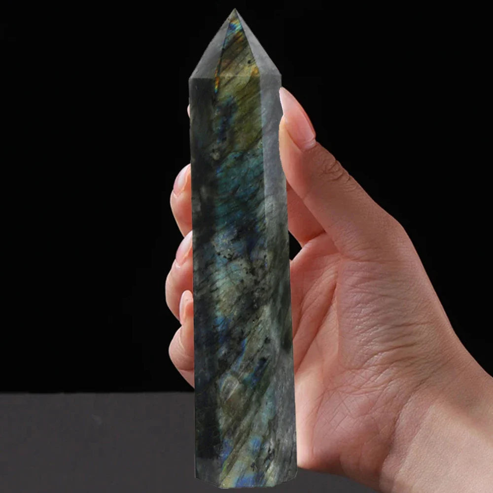 15cm Natural Amethyst Single Pointed Hexagonal Prism Crystal Wand Big Size Lapis Lazuili Tower Home Decoration Labradorite Craft