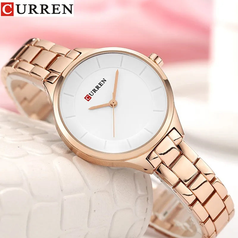 Curren 9015 Women Watches Luxury Gold Black Full Steel Dress Jewelry Quartz Watch Ladies Fashion Elegant Clock Relogio Feminino