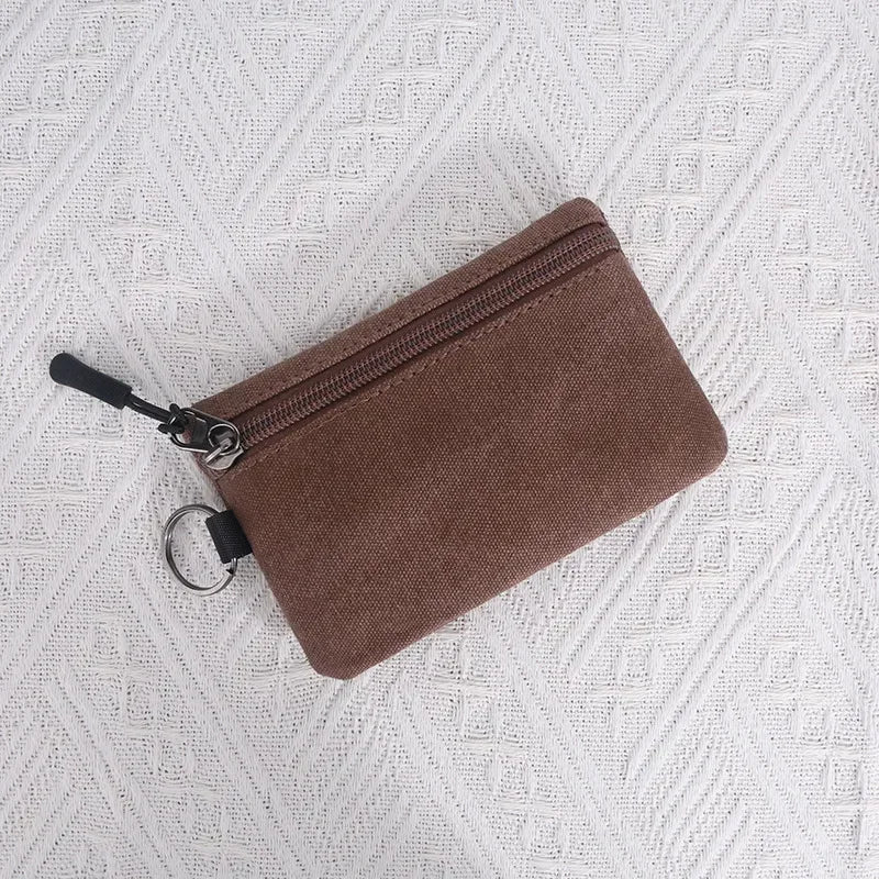 Canvas Mini Coin Wallet Bag Solid Color Zipper Key Bag Money Pocket Purse Women Men Small Card Holder Change Coin Purses