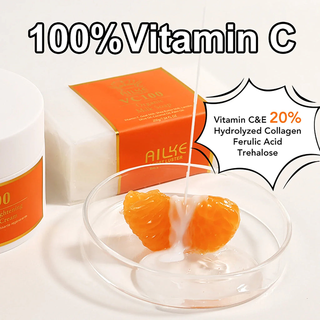 AILKE Vitamin C Whitening Kit For Women, Even Skin Tone, Clean Skin, Moisturizing, Anti Wrinkle & Aging, Glow Skin Set