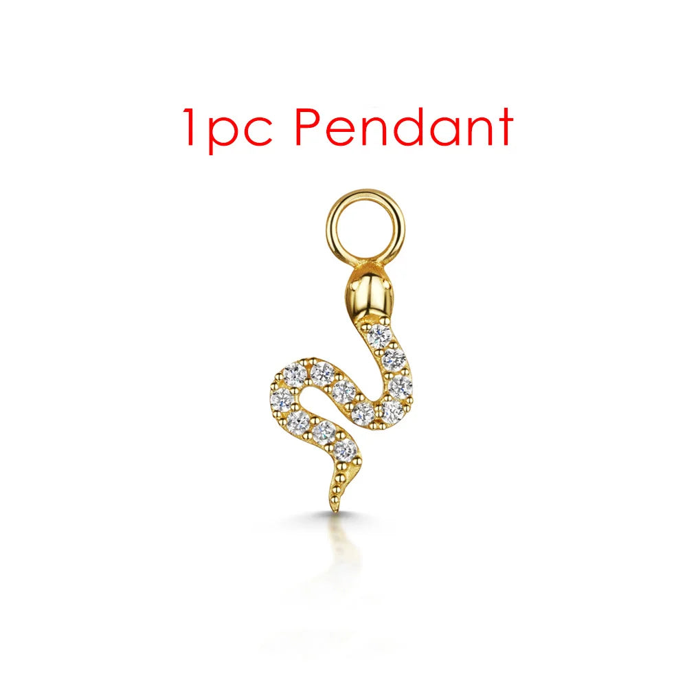 1PC Little Star Moon Snake Crystal Charms Pendant Helix Daith Earrings for Women Hanging Matching Piercing Lobe Tragus Jewelry