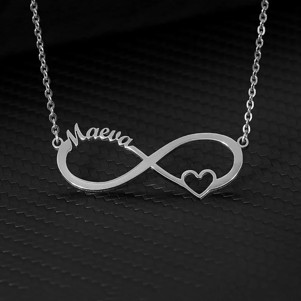 Custom Double Heart Two Names Infinity Necklaces For Women Stainless Steel Customized Necklace Pendant Personalized Jewelry Gift