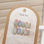 10 Pcs Women Fashion Chic Multicolor Cat Eye Spring Wear on Nail Patch Detachable Nail Patch Dyeing Nail Patch Clear Nail Patch