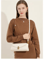 Burminsa Trendy Genuine Leather Underarm Shoulder Bags For Women 2025 Luxury Designer Crossbody Purses Flap Lock Ladies Handbags