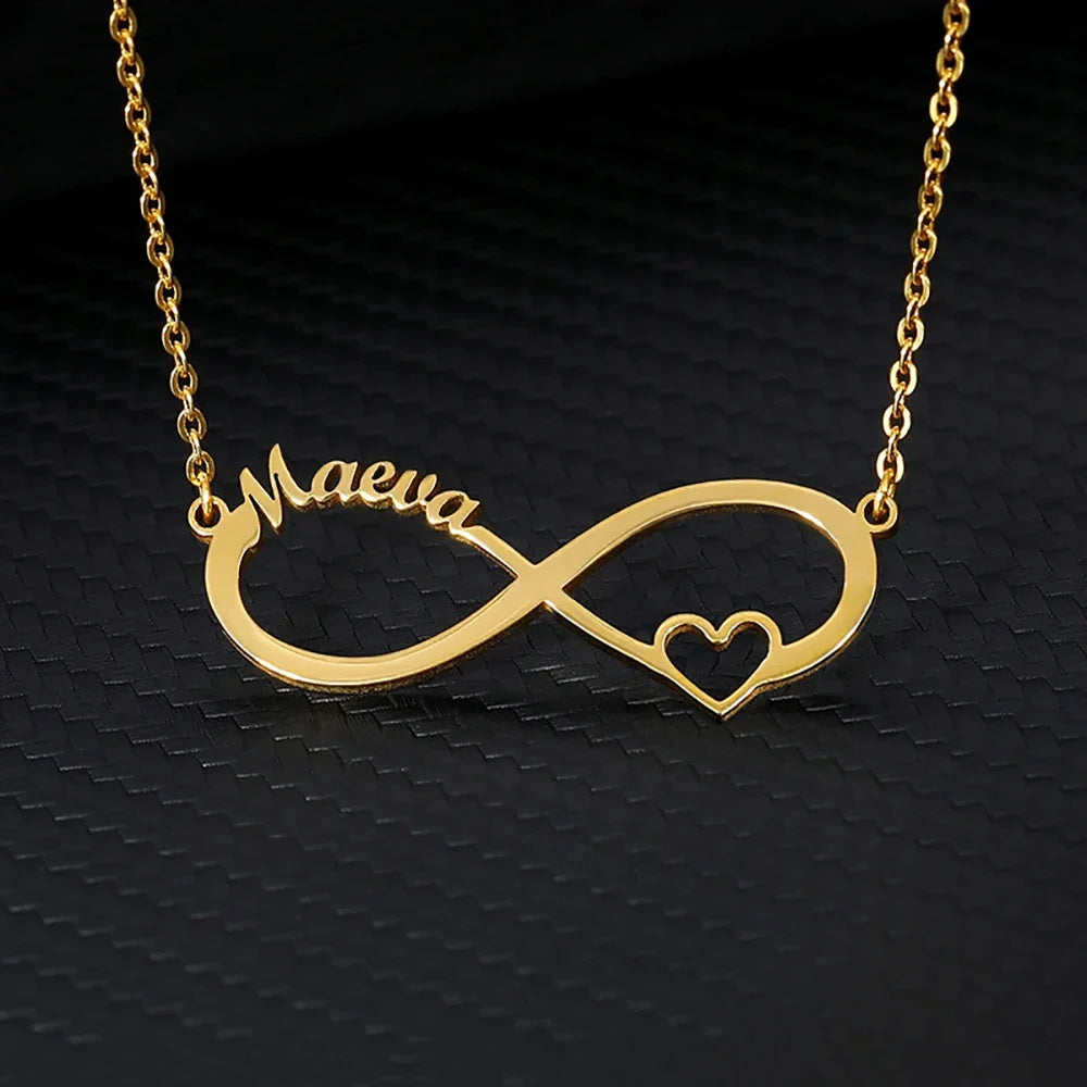 Custom Double Heart Two Names Infinity Necklaces For Women Stainless Steel Customized Necklace Pendant Personalized Jewelry Gift