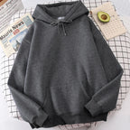 Autumn Casual Women's Solid Hoodie Comfortable Strecth Sweatshirts Loose Pocket Warm Clothes Fashion Street Female Pullovers