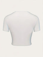 Cherry Print Crew Neck Crop T-shirt - Vibrant Y2K Inspired Short Sleeve Top for Spring and Summer Women's Fashion Clothing