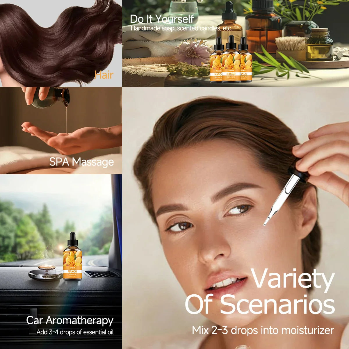 30ml/60ml/100ml mango essential oil is suitable for facial hydration, moisturizing, hair care, skin care, and perfume making