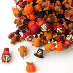 5/10/20pcs Thanksgiving Silicone Beads 3D Pumpkin Turkey  Focal Beads for Jewelry Lanyards Keychain Bracelet Making Pen Decor