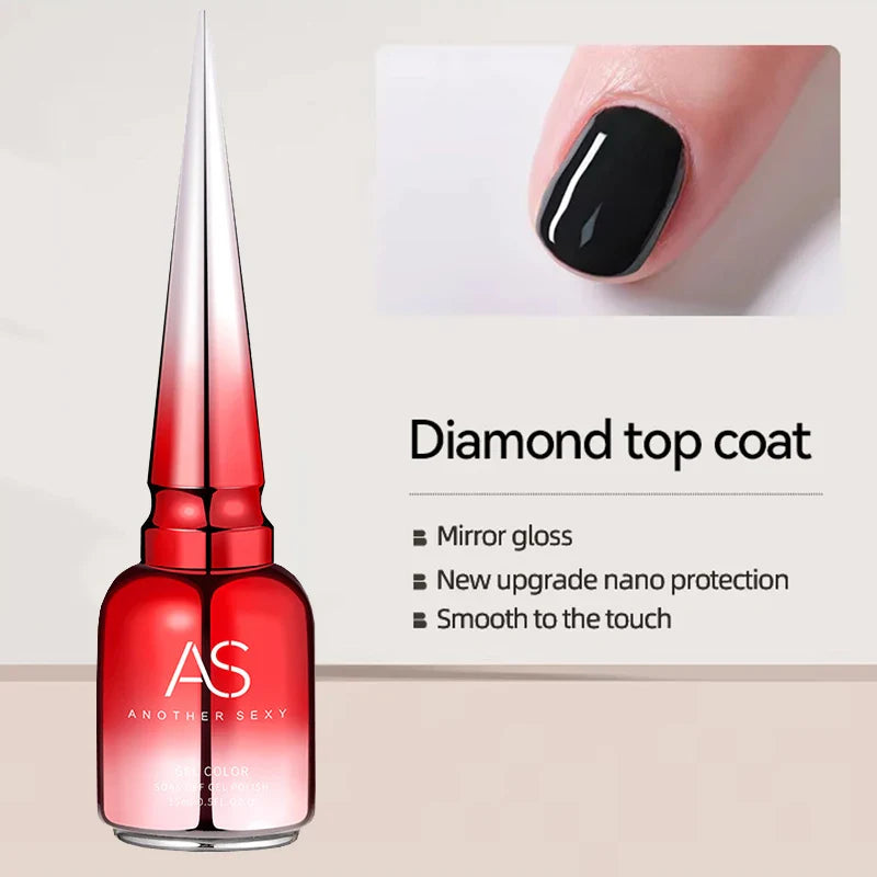 AS GEL Russian Matte Top Coat UV Gel Nail Polish 15ML Frosted Non Stick Powder Mat Top Coat No Wipe Semi Permanent Seal Gels