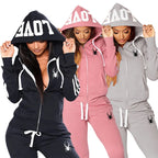 2025 Women's Zip Hoodie Set Sporty Striped Sleeves Slim Fit Joggers All-Season Athleisure Budget Style All Season Casual Outfits