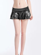 CUHAKCI Sexy Outwear Skirt New High Street Summer Women Mini Skirts Shiny Bodycon Party Clubwear Short Solid Pleated Bottoms