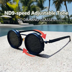 Brand Polarized Round Sunglasses ND9 Adjustable Dimming Sun Glasses Men Women Retro Punk Men's Eyeglasses Outdoor Shades UV400