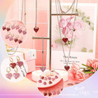 15pcs Heart Shape Pendant Charms Pink Red Valentines Love Oil Drip Metal Glitter Powder For Jewelry Making DIY Bracelet Necklace