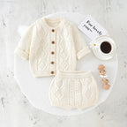 Baby Clothes Sets Cotton Knitted Newborn Boys Girl Sweater Long Sleeve +Pants Autumn Infant Children Cardigan +Shorts 0-18M 2PCS