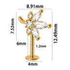 361L Surgical Steel Marquise Vertical Post Helix Piercing Crown/Butterfly Earrings Cartilage Helix Stud Body Piercing Jewelry