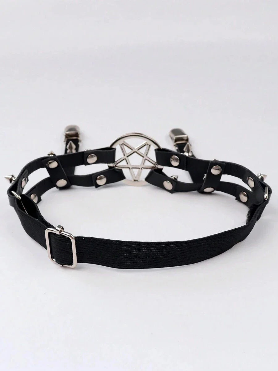 1PC Women Sexy Garter Belt Rivets Leg Ring Rock Pub Punk Pendientes Party Club Sexy Gothic Femmal Suspender