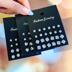 36 Pcs Simple Shiny Rhinestone Stud Earrings Set for Women Fashion Crystal Zircon Pearl Earring New Jewelry Accessories Gifts
