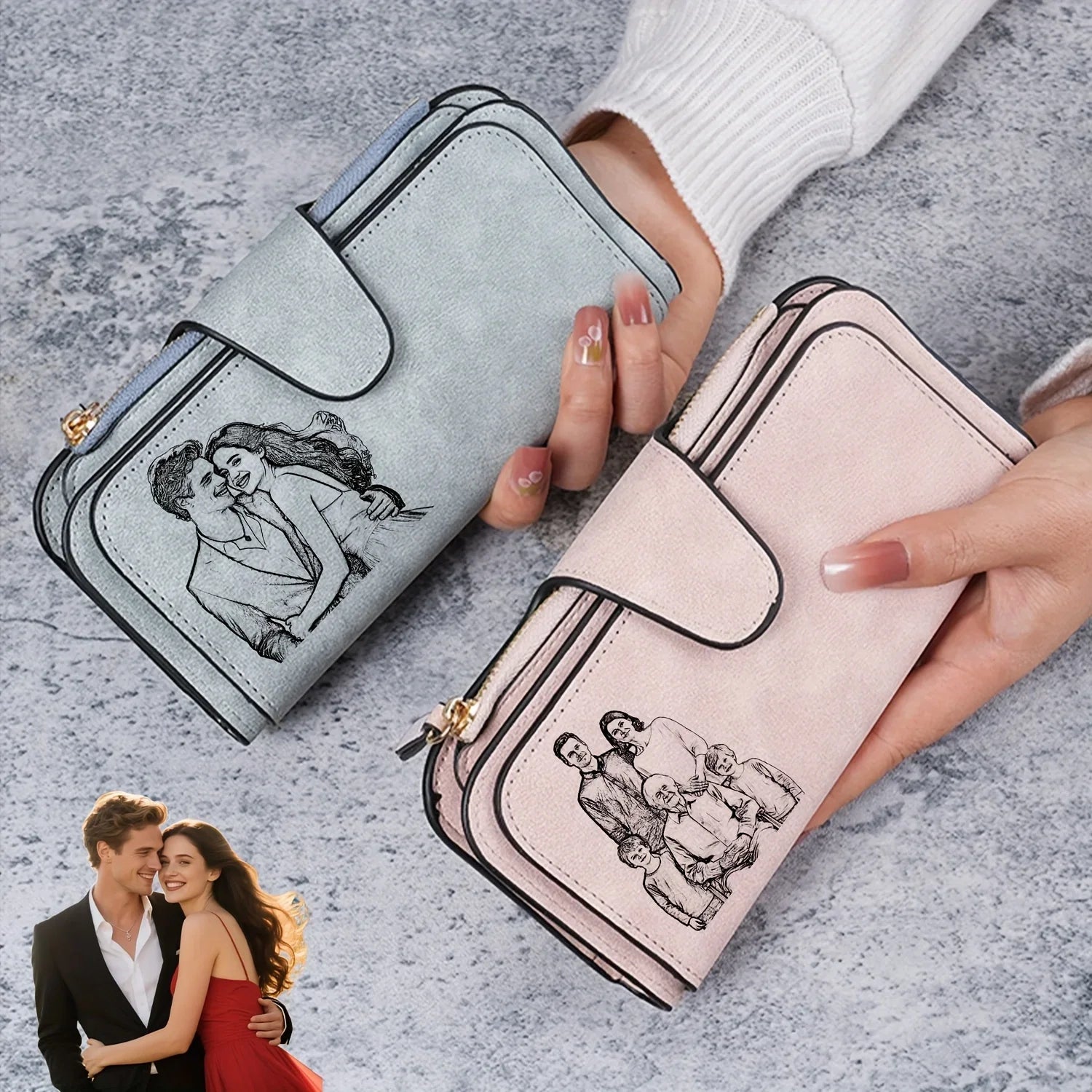 1pc Personalized Photo Custom Women's Long Wallet Custom Picture Coin Purse with Zipper Multi-Card Slot Multifunction Card Hold