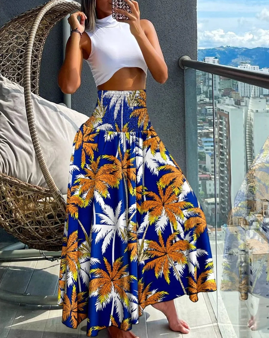 2024 Summer New Women's Leisure Loose Holiday Long Skirt Skirt Women Women's Cheap Clothing and Free Shipping Sales LOOSE