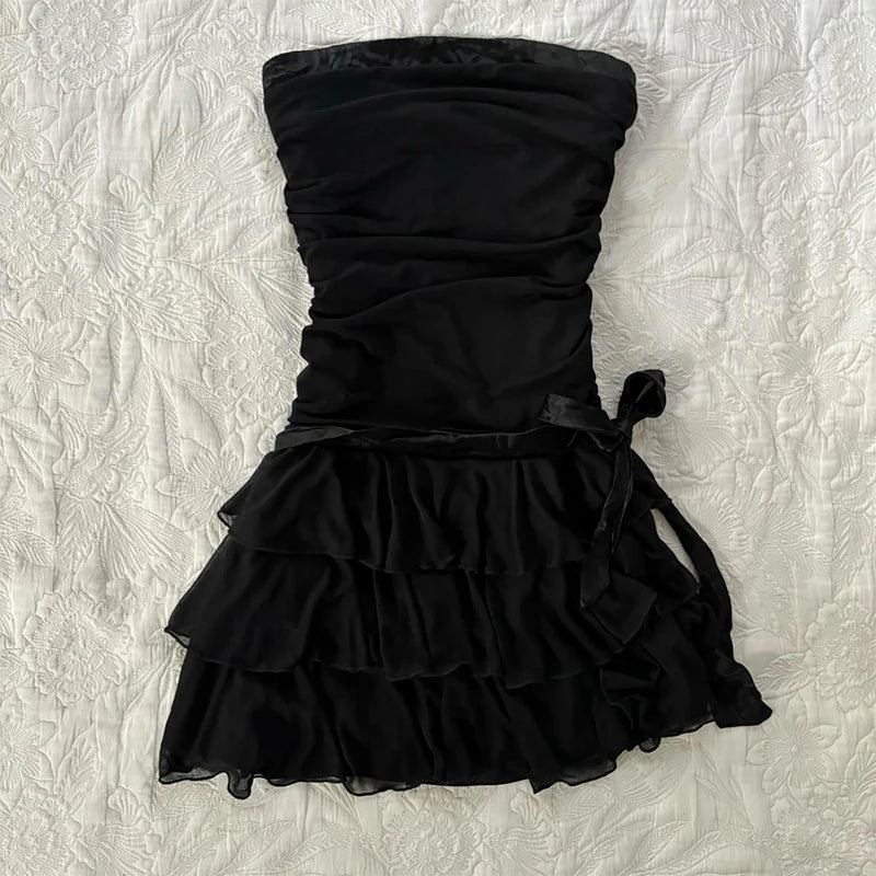 Grunge Punk Gothic Fairycore Emo Girls Dress Sexy Slim Lace Chic Fashion Aesthetic Women's Dresses Harajuku Retro Y2K Streetwear