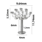 361L Surgical Steel Marquise Vertical Post Helix Piercing Crown/Butterfly Earrings Cartilage Helix Stud Body Piercing Jewelry