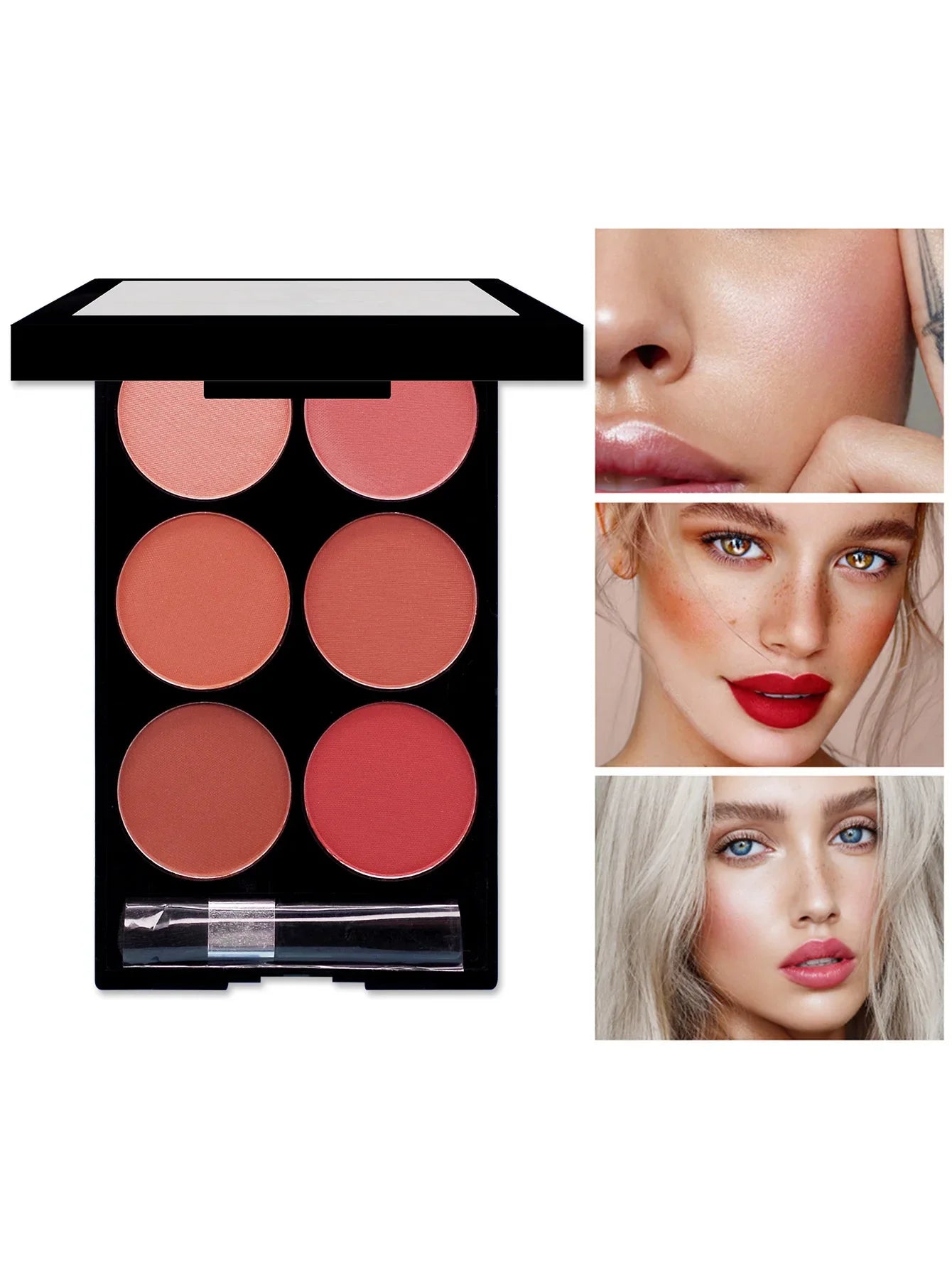 6-color blush and contouring all-in-one palette, pearlescent matte powder makeup palette