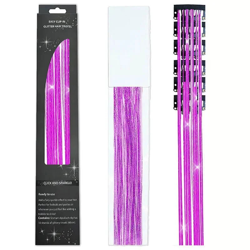 6-Piece Set BB Clip Tinsel Hair Metal Laser Gold Thread PET Laser Thread Highlighting Cross-Border Hair Accessories