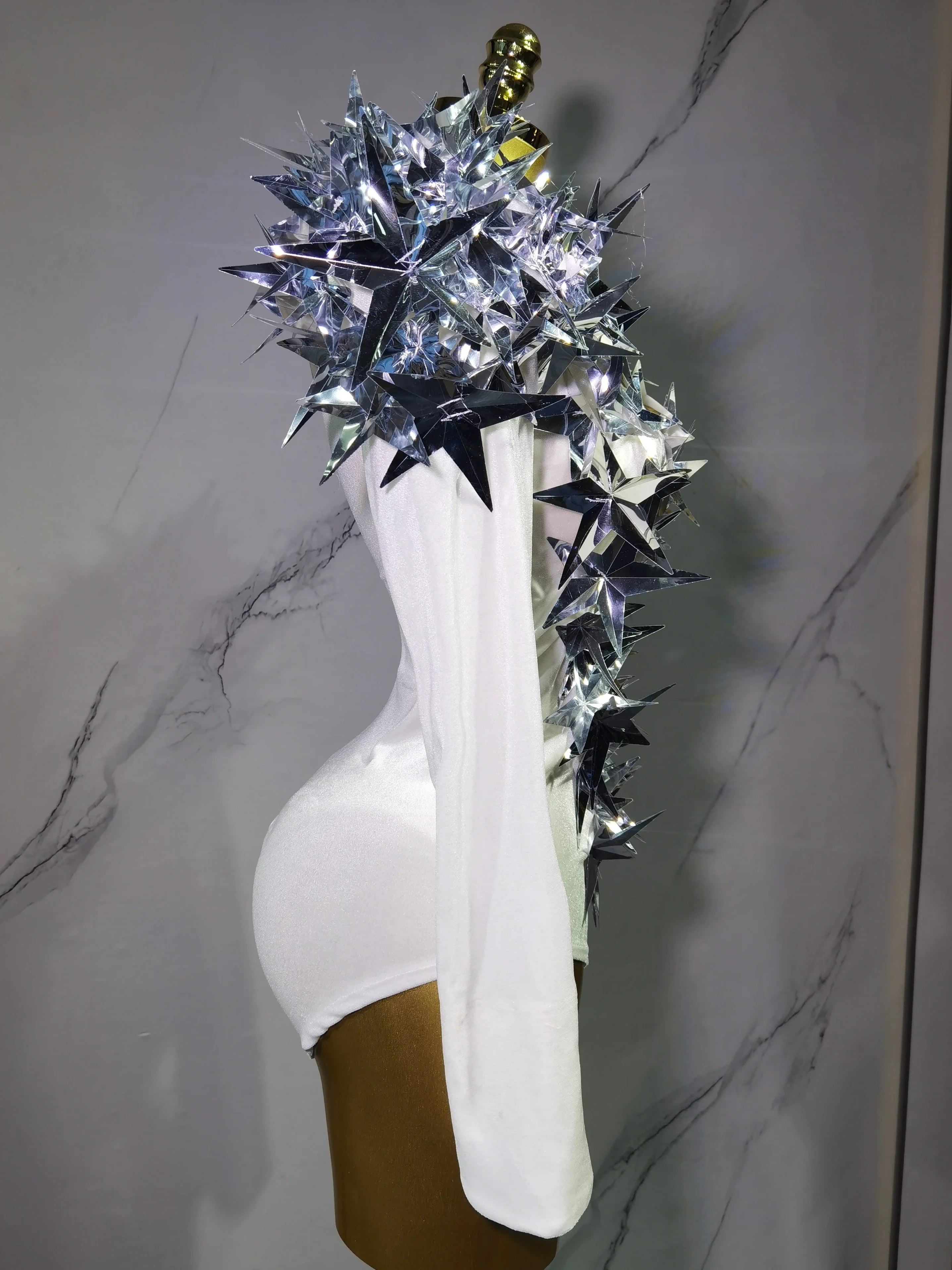 2025 New Shiny Black Rhinestone Velvet Long Sleeve Bodysuit Women Evening Party Club Gala Hosts NightClub Bar Stage Costumes