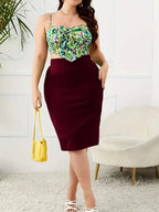 2025 Summer Plus Size Solid Slim Skirt Casual High Waist Slit Skirt  Women's Plus Size Clothing