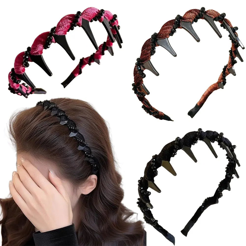 3Pcs Vintage Hairband with Teeth Decorative Hair Band Fashion Non-slip Hairband for Women Hair Accessories