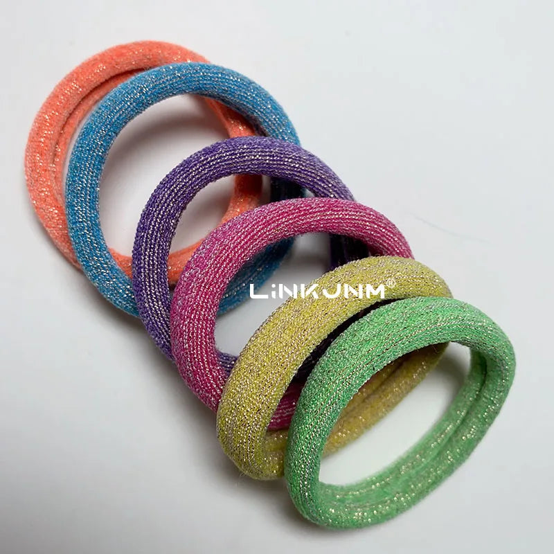 6PCS Women Glitter Hair Scrunchies Girls Elastic Hair Rubber Bands Hair Holder/Gum Hair Accessories Ponytail Hair Holders