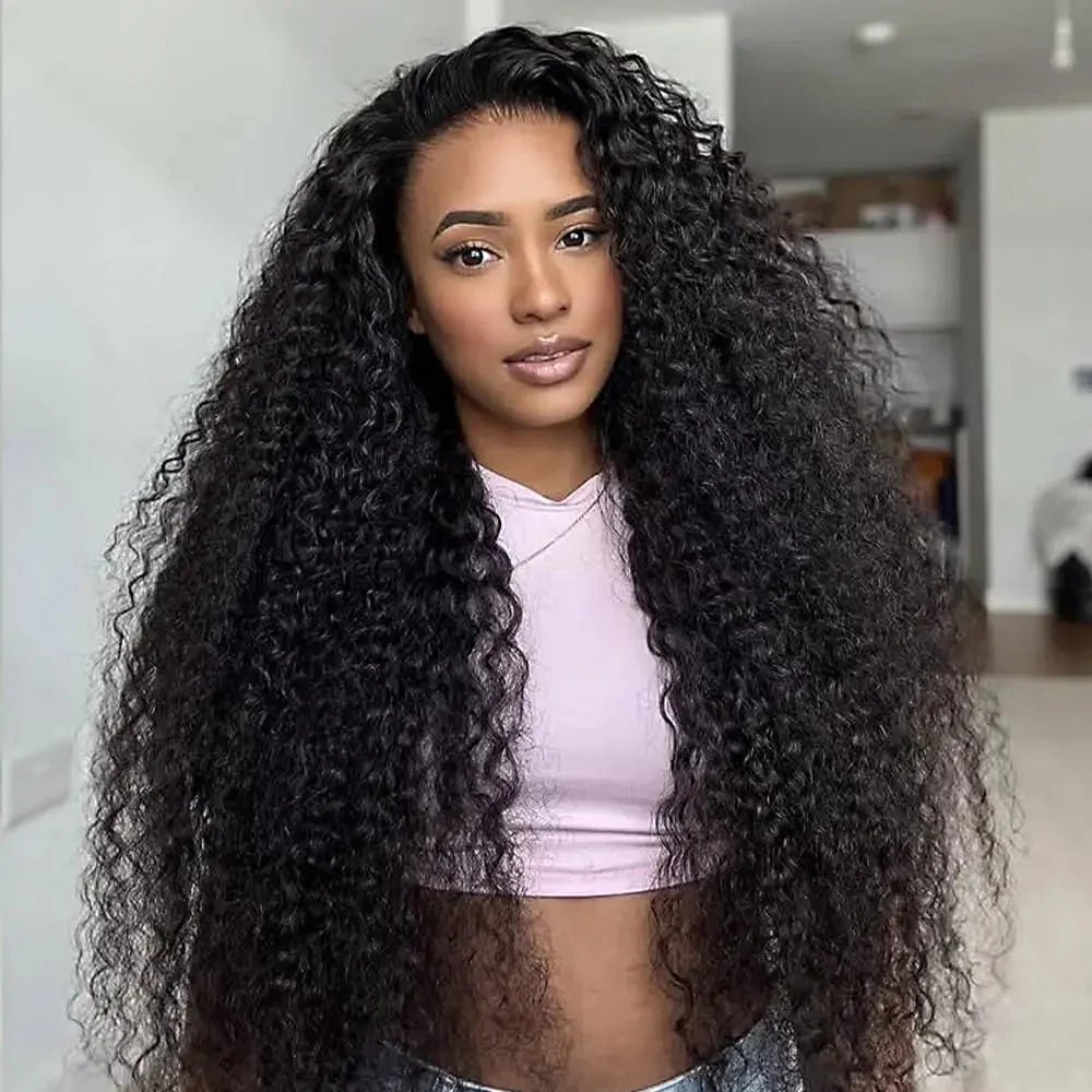 Half Wigs Human Hair Kinky Curly 3 In 1 Human Hair Wig Seamless Flip Over Half Wig Beginner Friendly Curly Wigs for Women