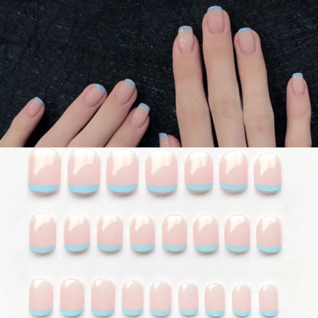 24PCS/SET Cold Black Chess Board Wearing Fake Nails Finished Product Long Full Coverage Acrylic Removable Press on Nails Art Tip