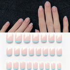 24PCS/SET Cold Black Chess Board Wearing Fake Nails Finished Product Long Full Coverage Acrylic Removable Press on Nails Art Tip