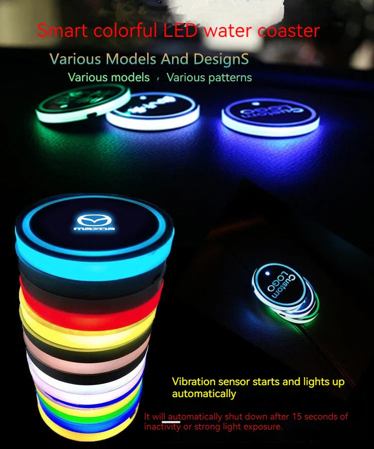2PCS Car LED Water Cup Mat Drink Holder For Mazda MS Speed CX4 Atenza Axela MX5 CX7 CX5 CX9 RX8 CX30 Bt50