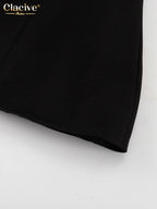 Clacive Bodycon Black Office Women's Shirt Fashion Square Collar Long Sleeve Shirts Elegant Classic Solid Tops Female Clothing