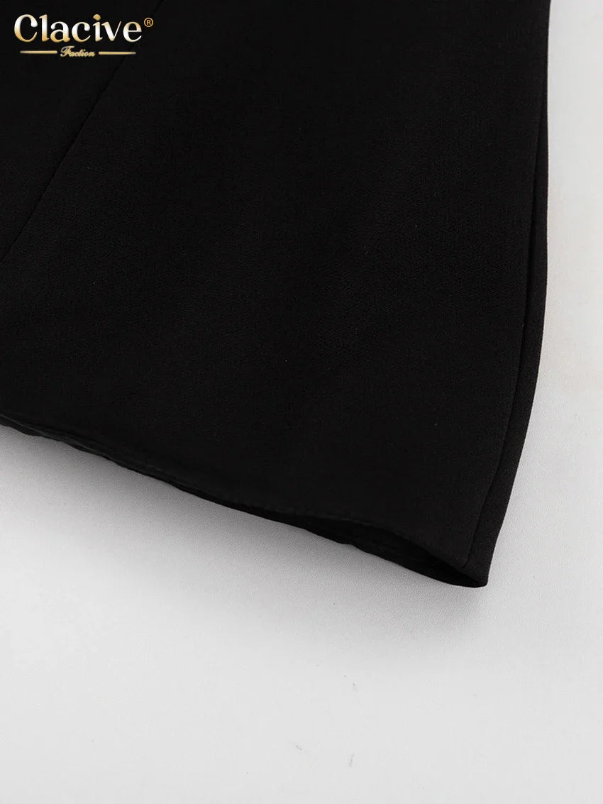 Clacive Bodycon Black Office Women's Shirt Fashion Square Collar Long Sleeve Shirts Elegant Classic Solid Tops Female Clothing