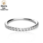 316L Stainless Steel Zircon CZ Hinged Segment Nose Septum Clicker Ring Round Earrings Hoops Ear Tragus Helix Piercing Jewelry